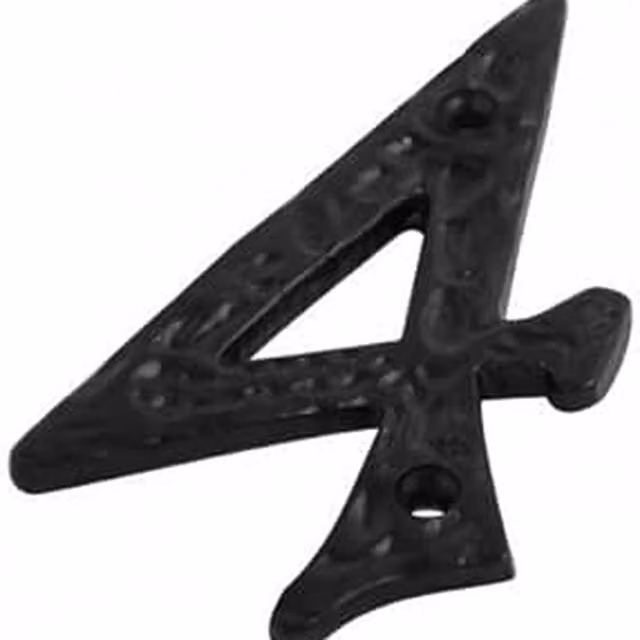 Dzina Antique Metal Door Number 4 in Matt Black