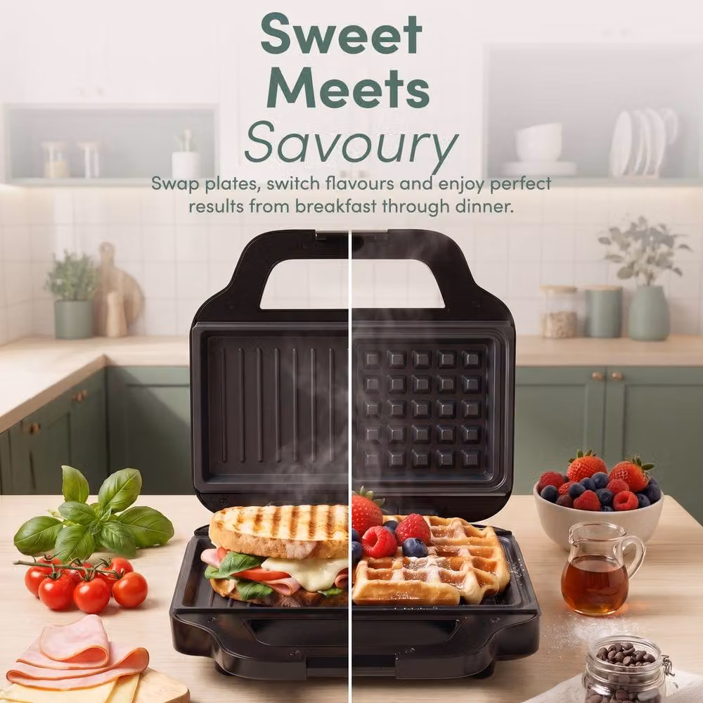 Keplin 3-in-1 Sandwich Maker with 1000W Power and Automatic Temperature Control in Black – 3