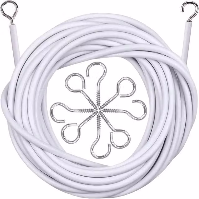 ATEK White Net Curtain Wire and Hooks Set, Length: 300 cm – 1
