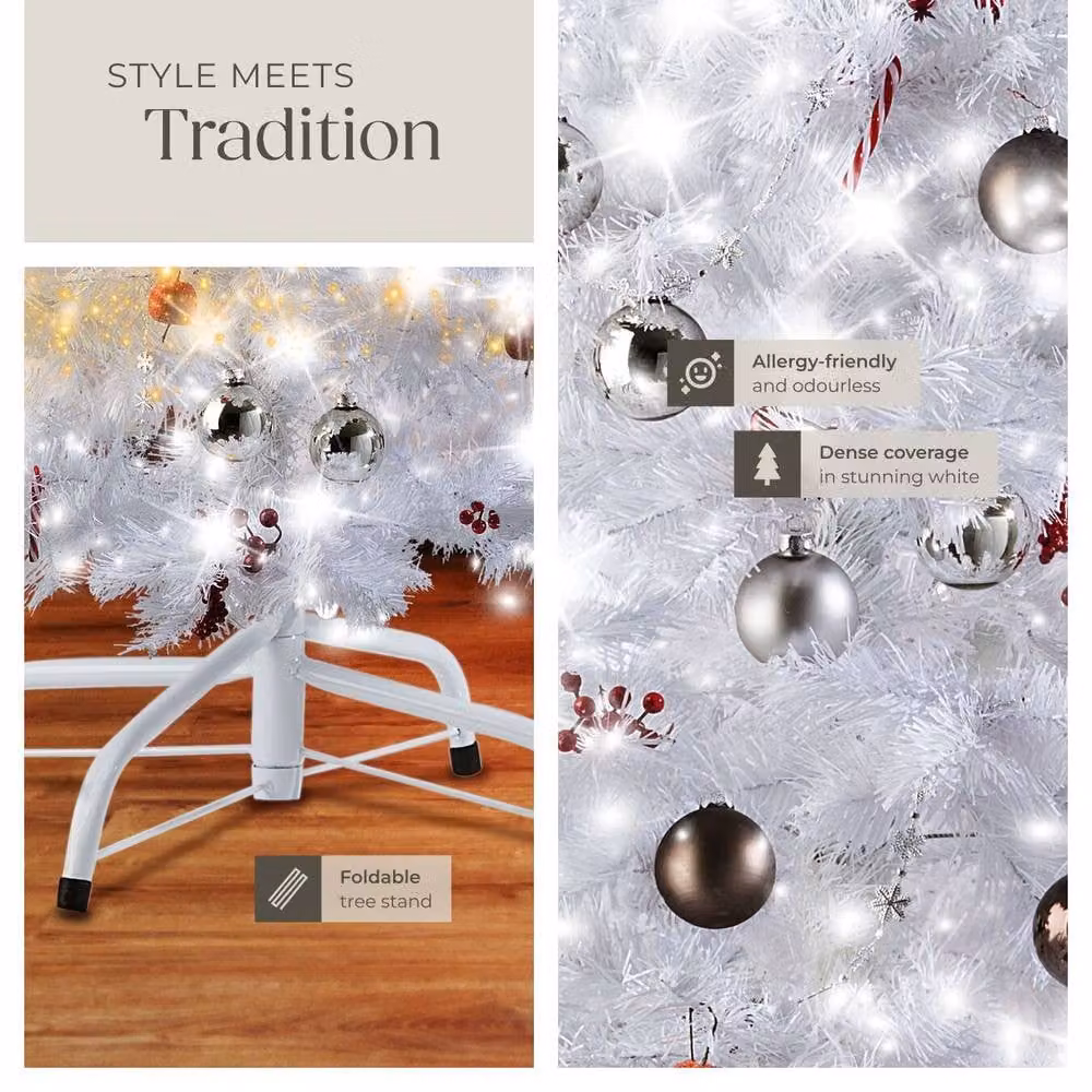 tectake White Christmas Tree, Height: 180 cm – 4