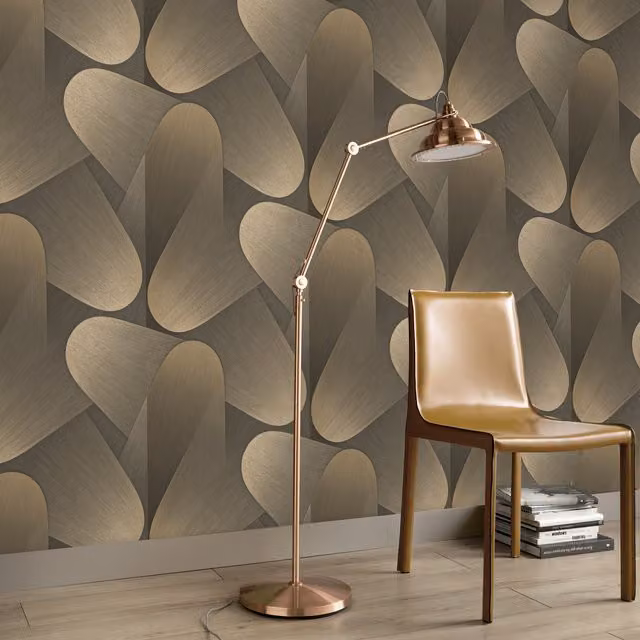 Erismann Allure Luxury Retro Geometric Abstract Vinyl Wallpaper in Bronze and Gold