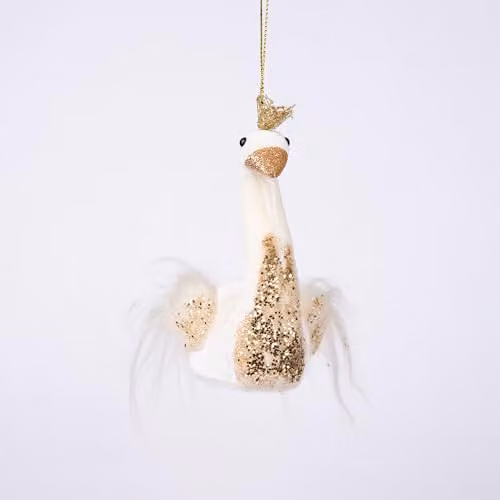 Shatchi White Swan Christmas Hanging Decoration Textile Pendant Figure W/H: 12 x 13 cm – 3