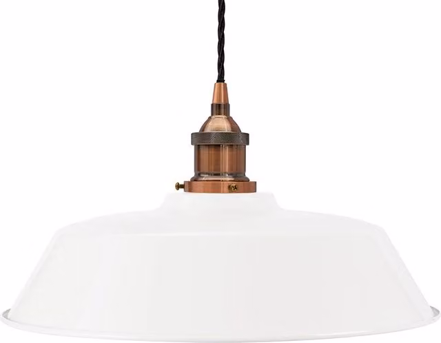 SE Home Chancery White Glass Pendant Light with Antique Copper and Black Twisted Metal Details