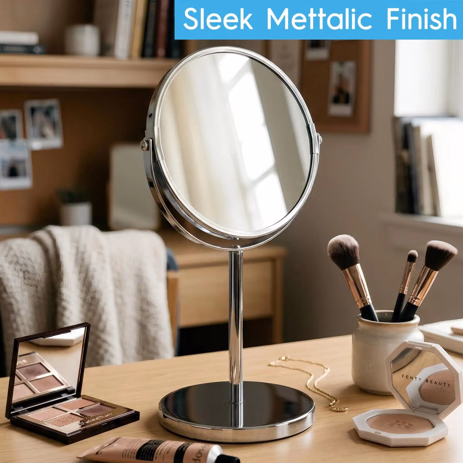 Harbour Housewares Round Gold Metal Pedestal Makeup Mirror, W/H: 18.5 x 35.0 cm – 8