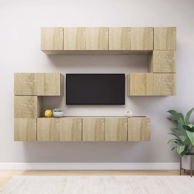 Berkfield Home 10 Piece Modern Sonoma Oak TV Cabinet Set in Brown