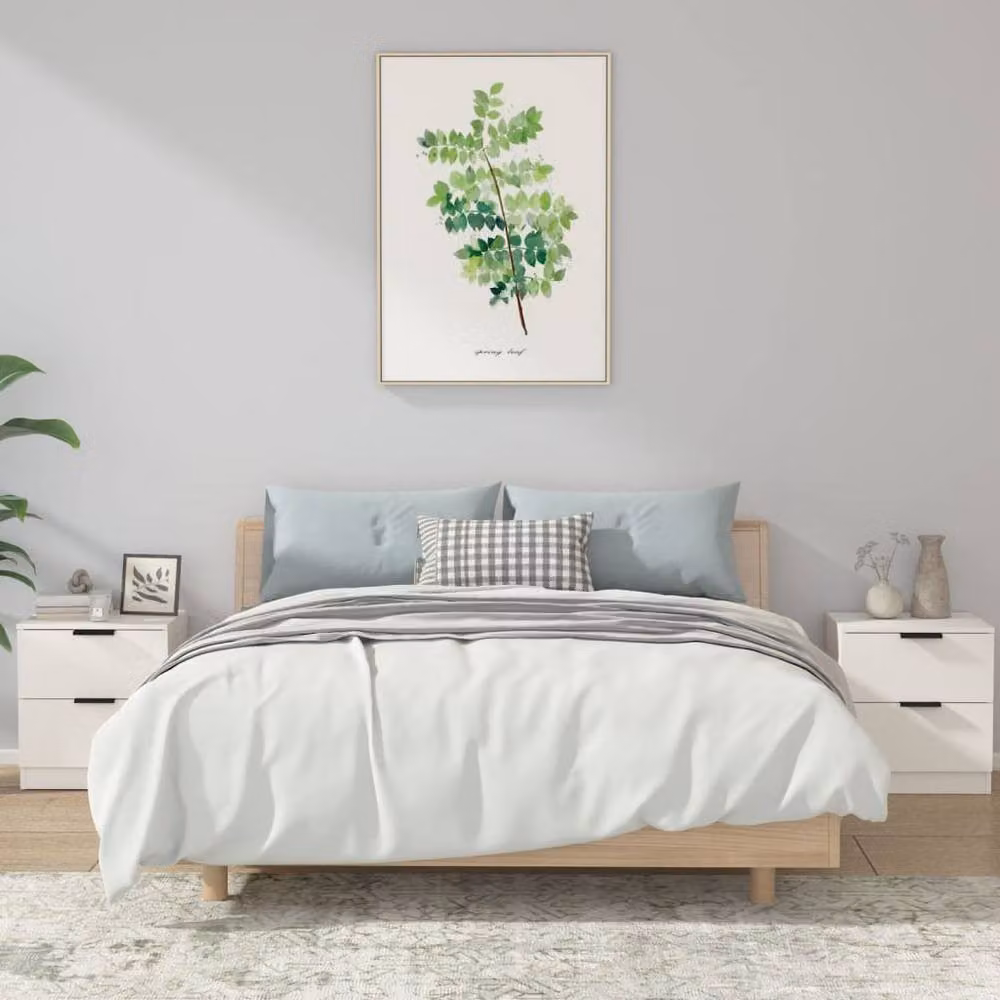 Berkfield Home Set of 2 White Classic Bedside Cabinets in Matt MDF – 2