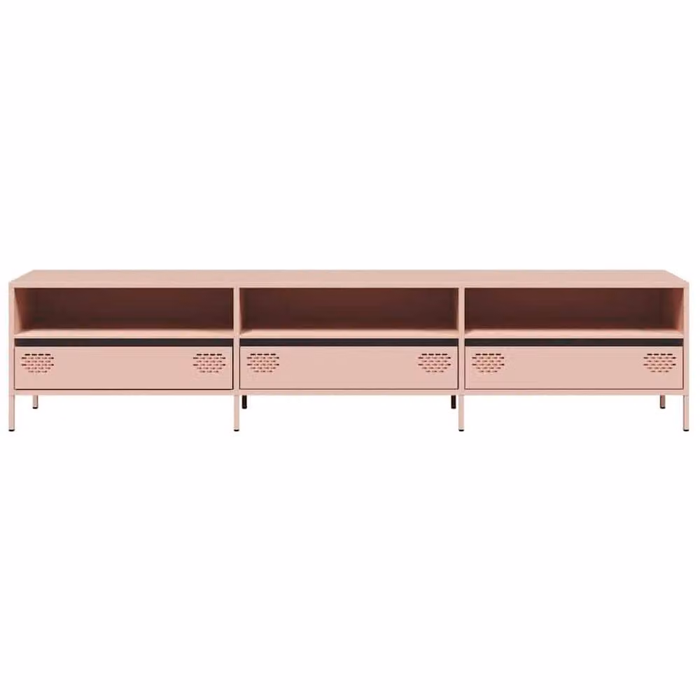 Berkfield Home Pink Industrial TV Cabinet in Matt Cold-rolled Steel, W: 202 cm, D: 39 cm, H: 43.5 cm – 4
