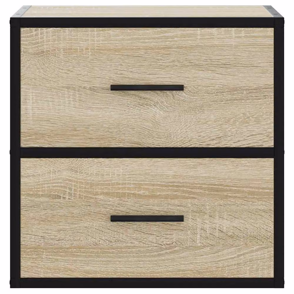 Berkfield Home Wall-mounted Bedside Cabinet in Sonoma Oak and Beige, W: 40 cm, D: 31 cm, H: 39.5 cm – 5