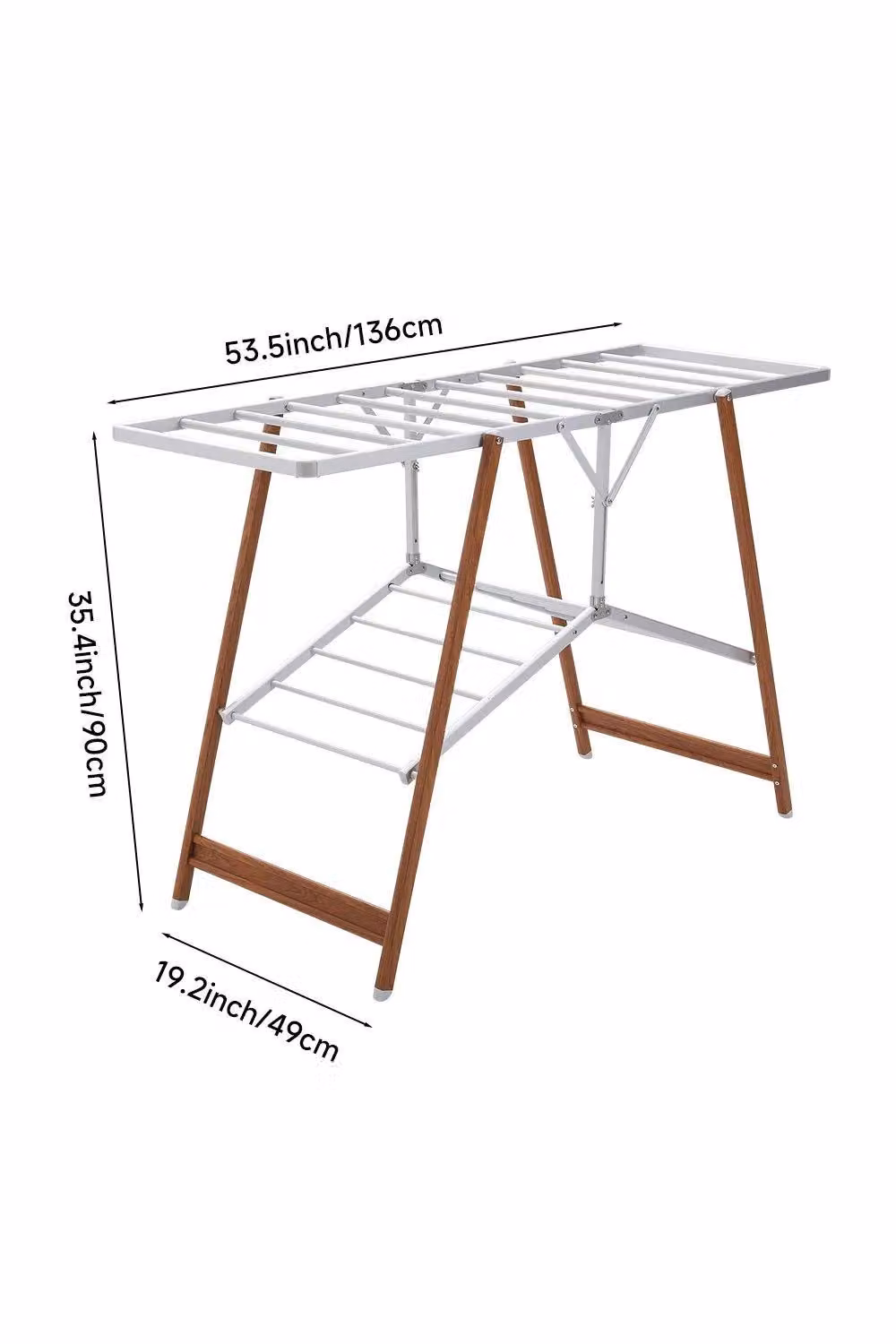 H&O Direct Foldable Aluminium Clothes Drying Rack with Wing Arms in White – 2