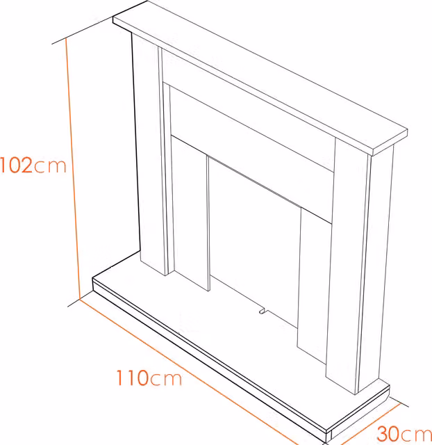 Adam Southwold Fireplace Suite in Oak Black with Fire Black, W/D/H: 102.0 x 110.0 cm
