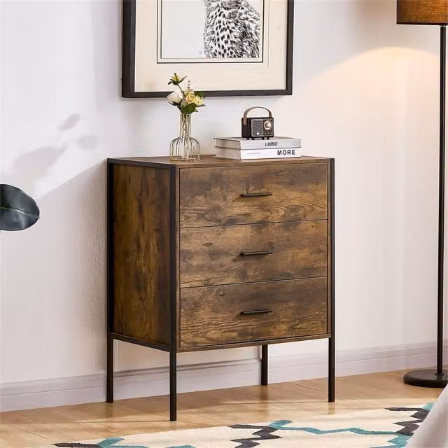 FORGEVIO 3 Drawer Chest of Drawers in Brown Wood – 1