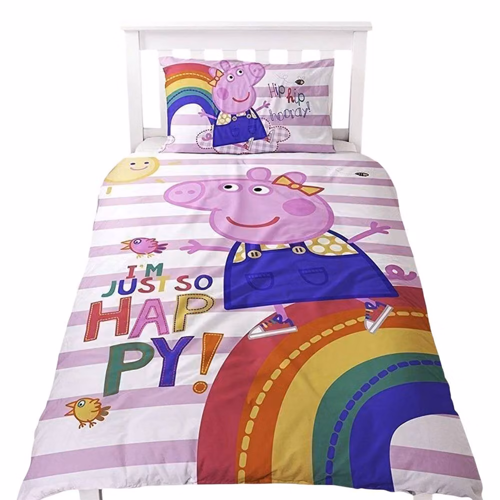 Peppa Pig I'm Just So Happy Reversible Duvet Set and Pillowcase, Multicolour, Single, W: 90 cm, L: 200 cm – 2