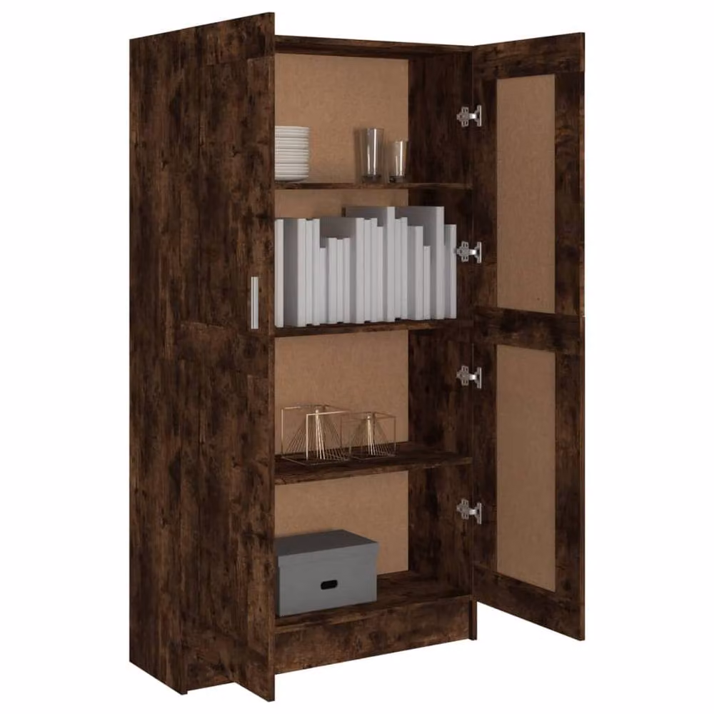 Berkfield Home Smoked Oak Book Cabinet in Brown, W/D/H: 82.5 x 30.5 x 150 cm – 3