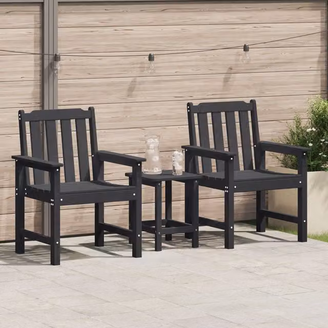 Berkfield Home Set of 2 Modern Black HDPE Garden Dining Chairs