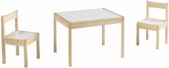 ERGOVEXA Wooden Table and 2 Chairs Set for Children in Multicolour