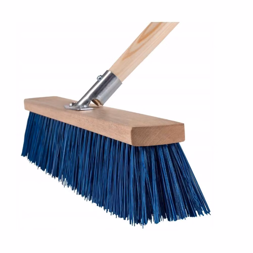 PAWNORA Stiff Garden Broom with Wood Handle, Blue and Multicolour, Width: 60 cm – 3