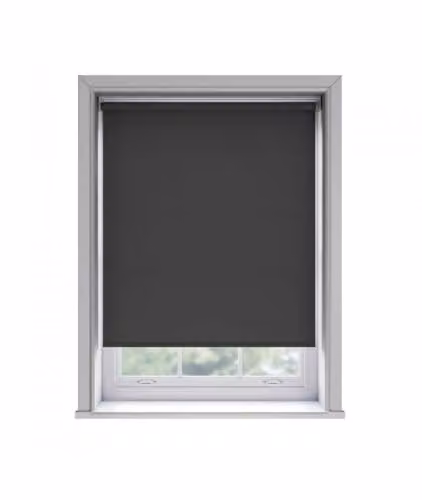 New Edge Blinds Black Thermal Blackout Roller Blind, Adhesive No Drill, W: 120 cm, H: 170 cm