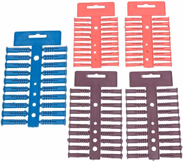 Blackspur 100 Piece Multicolour Nylon Plastic Wall Anchor Set