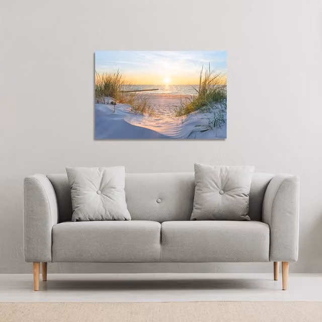 Benjamin Tate Design LTD Sunset at the Baltic Sea Beach Canvas Print, Multicolour, W: 61 cm, H: 41 cm