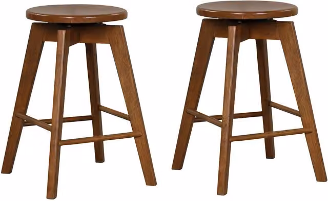 Costway Modern Backless Brown Rubberwood Kitchen Stools