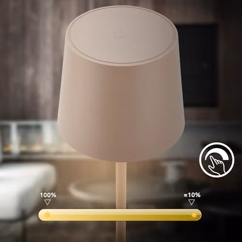 Briloner Beige Rechargeable LED Table Lamp, Dimmable Touch Control Reading Light, H 33 cm x W 11 cm x D 11 cm – 4