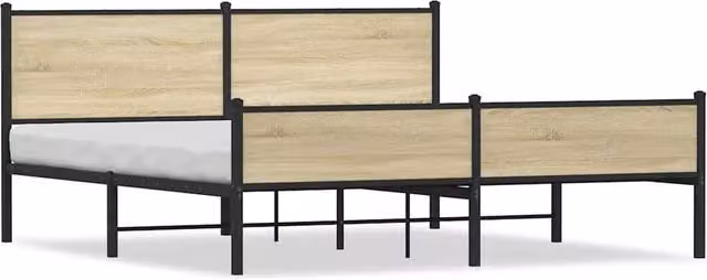 Berkfield Home Metal Bed Frame in Sonoma Oak Brown, Super King, W/D/H: 180 x 200 cm