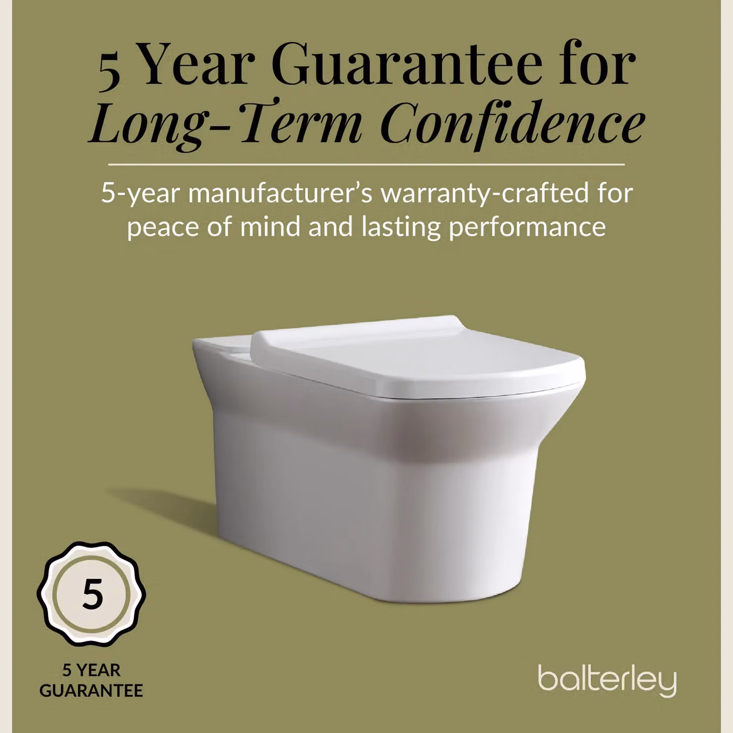 Balterley Spirit Square Wall Hung Ceramic Toilet Pan with Soft Close Seat, White, W: 40 cm, D: 52.5 cm, H: 40 cm – 4