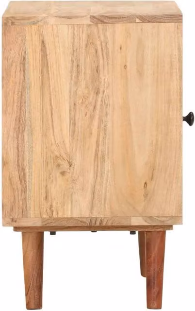 Berkfield Home Durable Mid-Century Bedside Cabinet in Beige Solid Acacia Wood W/D/H: 40 x 30 x 50 cm – 1