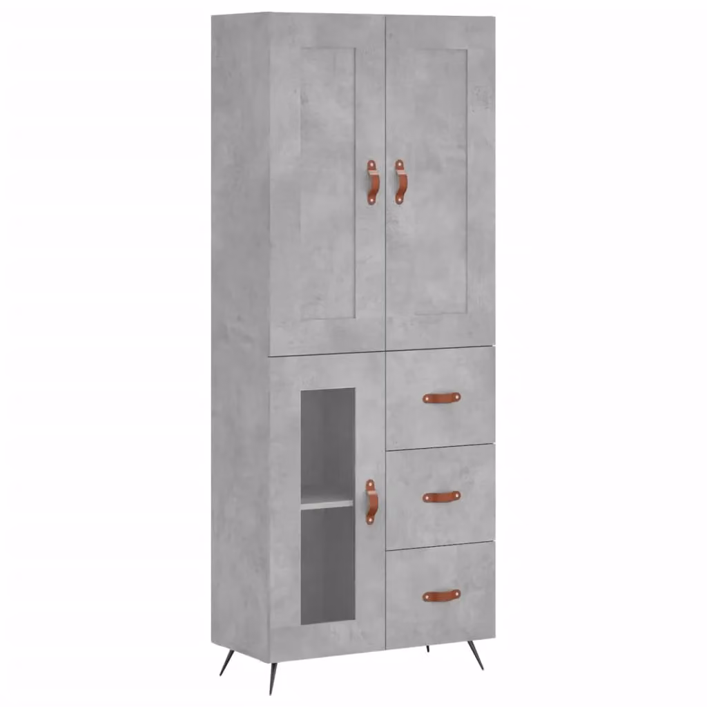 Berkfield Home Highboard in Concrete Grey, W/D/H: 69.5 x 34 x 180 cm – 2