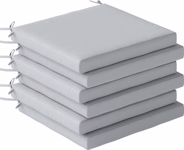 Outsunny Set of 6 Water Repellent Outdoor Seat Cushions in Light Grey with Machine Washable Polyester Covers – 1