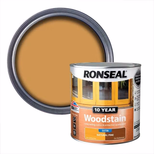 Ronseal Natural Pine Woodstain, Weatherproof Exterior Wood Protection, Brown, 2.5 l