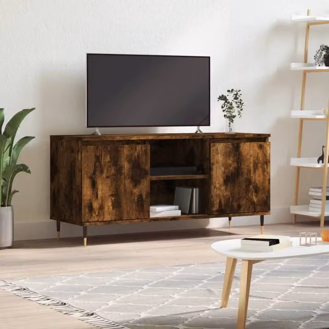 Berkfield Home Industrial TV Cabinet in Smoked Oak Brown, W/D/H: 104 x 35 x 50 cm
