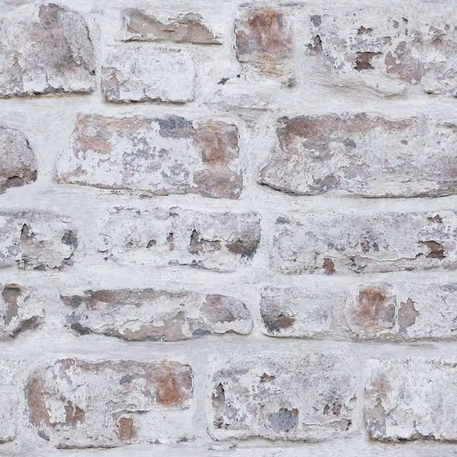 Arthouse White Washed Brick Industrial Paper Wallpaper, White