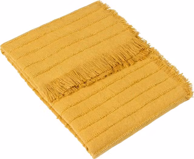 Hazie Woven Striped Fringed Throw in Yellow Pomelo
