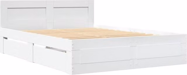 Berkfield Home Durable Bed Frame with Headboard and Drawers, White, W/D/H: 120 x 200 x 69 cm