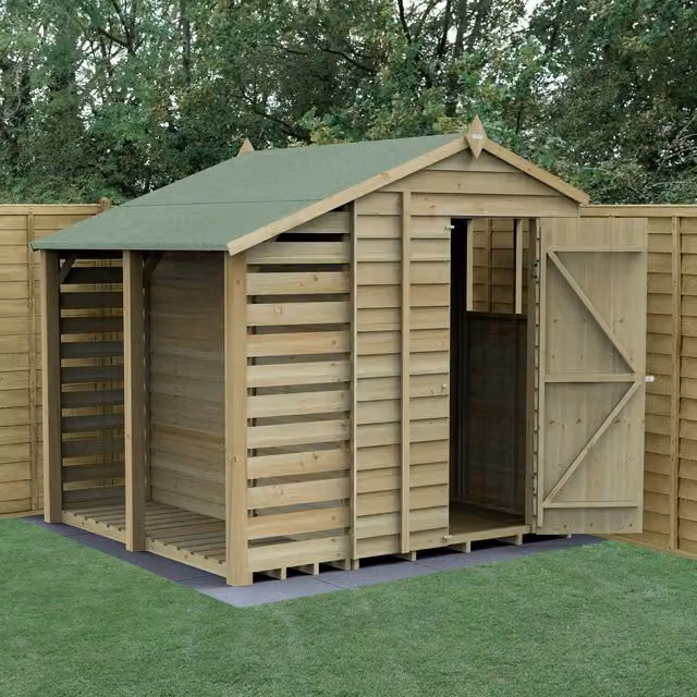 Forest Gardens 4LIFE 5x7 Apex Shed with Lean To in Brown