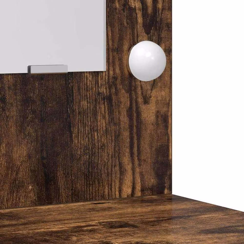 Berkfield Home Modern 2 Piece Hollywood LED Dressing Table Set in Smoked Oak Brown – 5