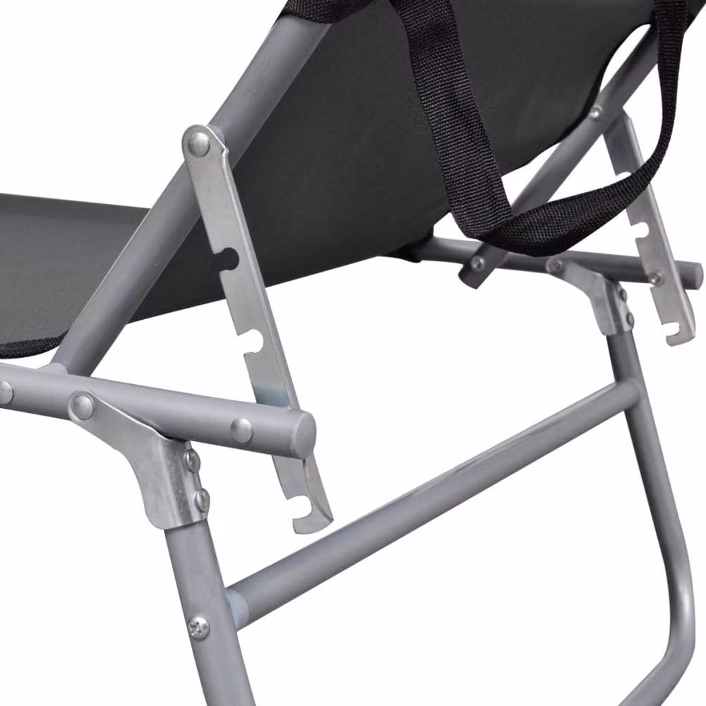 Berkfield Home Folding Sun Lounger with Canopy and Adjustable Headrest in Steel Grey – 4