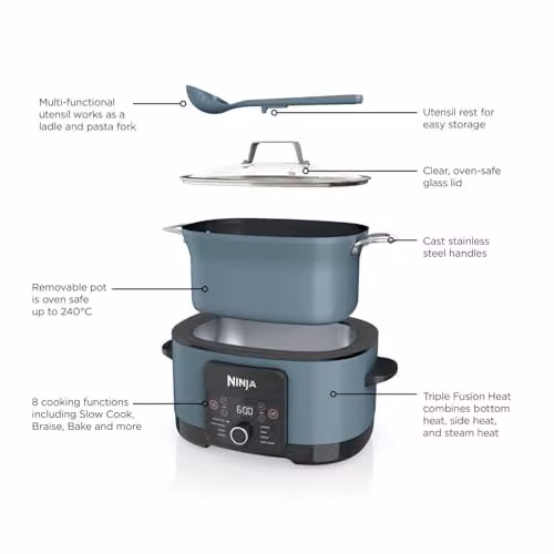 Ninja Foodi PossibleCooker 8-in-1 Slow Cooker, 8L, Sea Salt Grey MC1001UK – 9