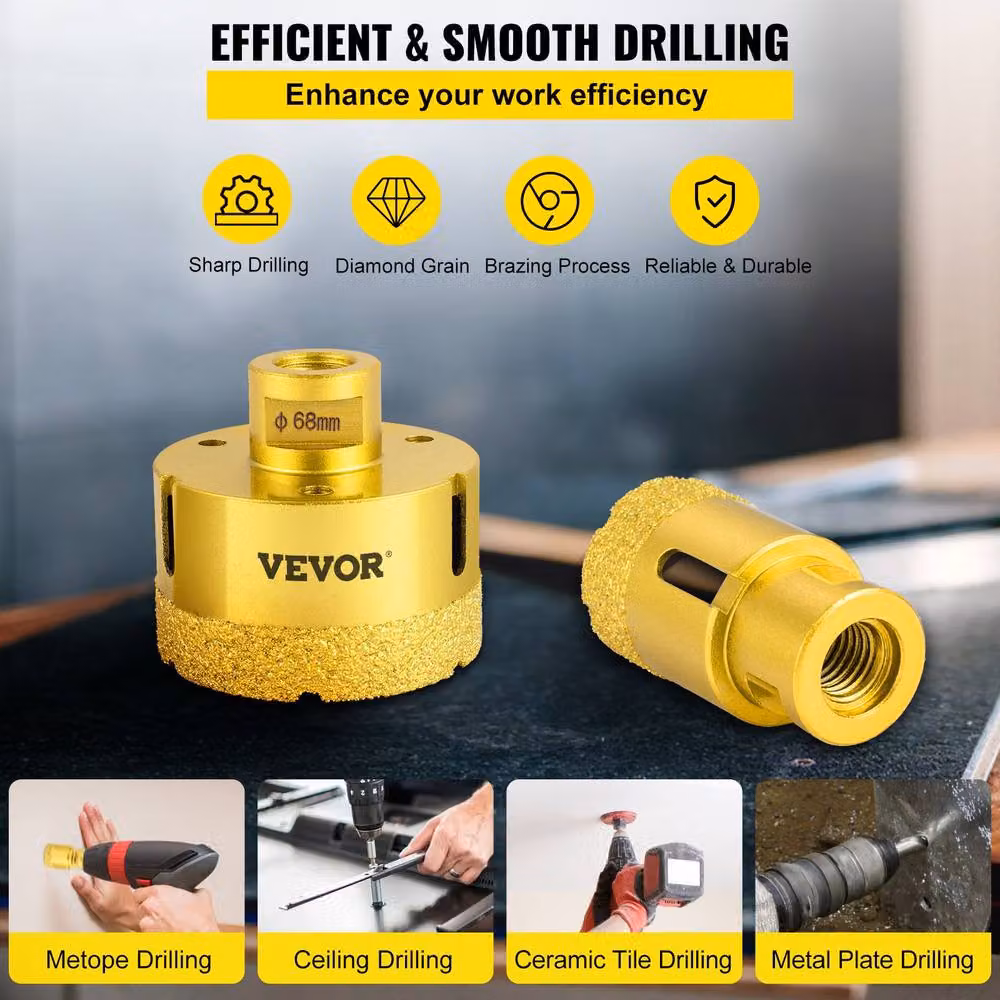 VEVOR 5-Piece Gold Diamond Hole Saw Kit – 2