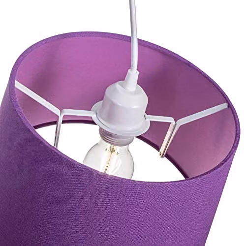 Happy Homewares Traditional Purple Linen Fabric Drum Lampshade for Table or Pendant Lights, Diameter: 30 cm – 2