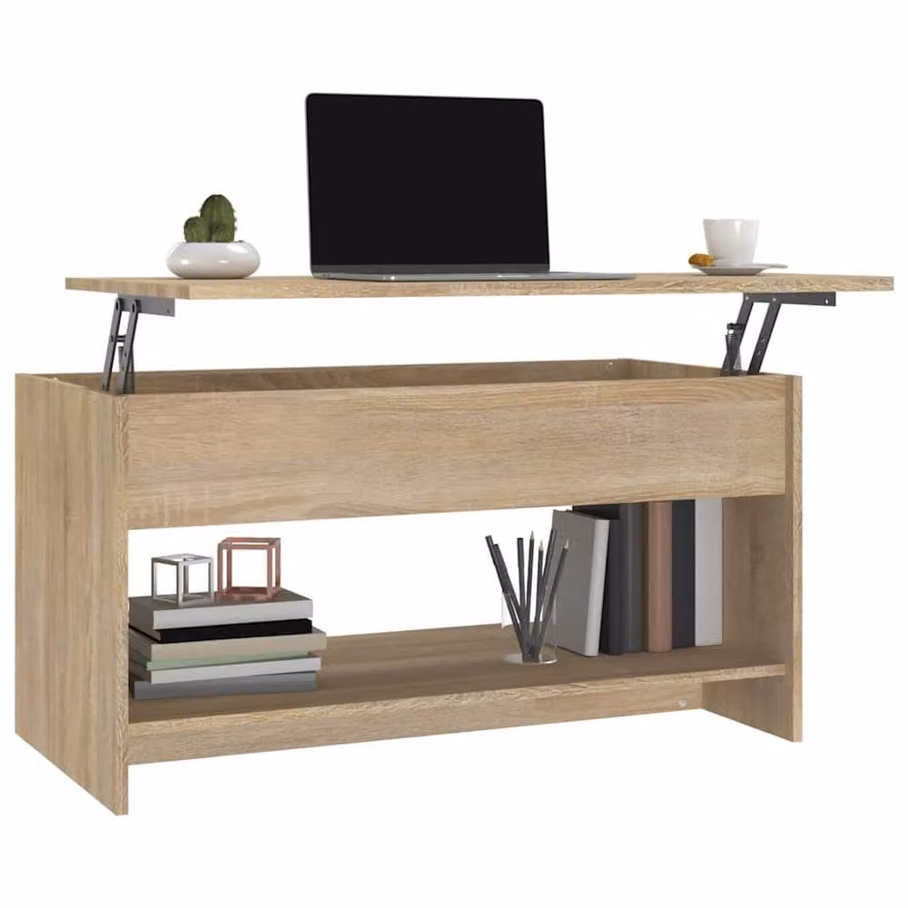 Berkfield Home Sonoma Oak Coffee Table in Light Tan, Height Adjustable, W/D/H: 102 x 50 x 52.5 cm – 3