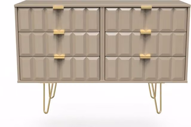 2 U Metro 6 Drawer Wide Chest in Light Brown and Gold