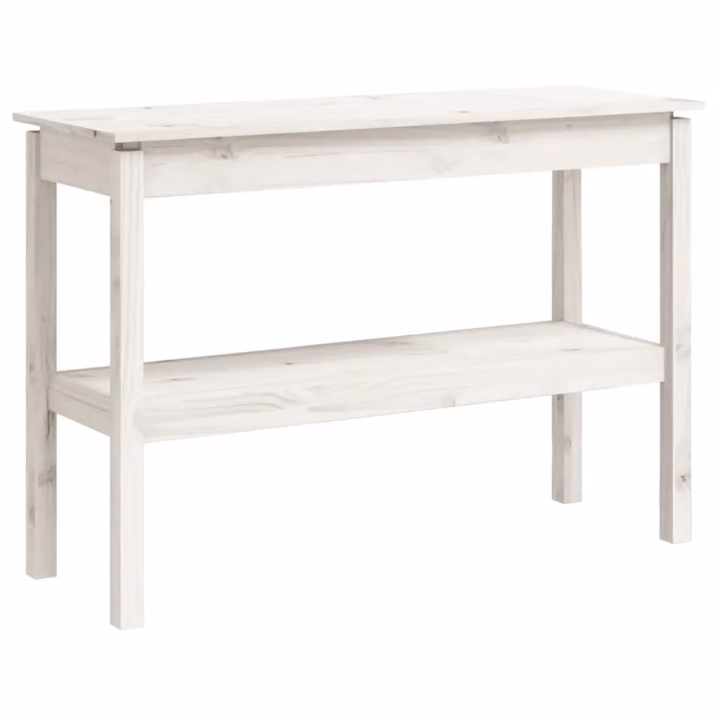 Berkfield Home White Rustic Solid Wood Pine Console Table W/D/H: 110 x 40 x 75 cm – 2
