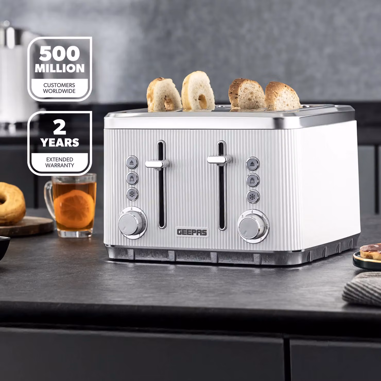 Geepas Arcus 4 Slice Toaster, 1860W, White – 7