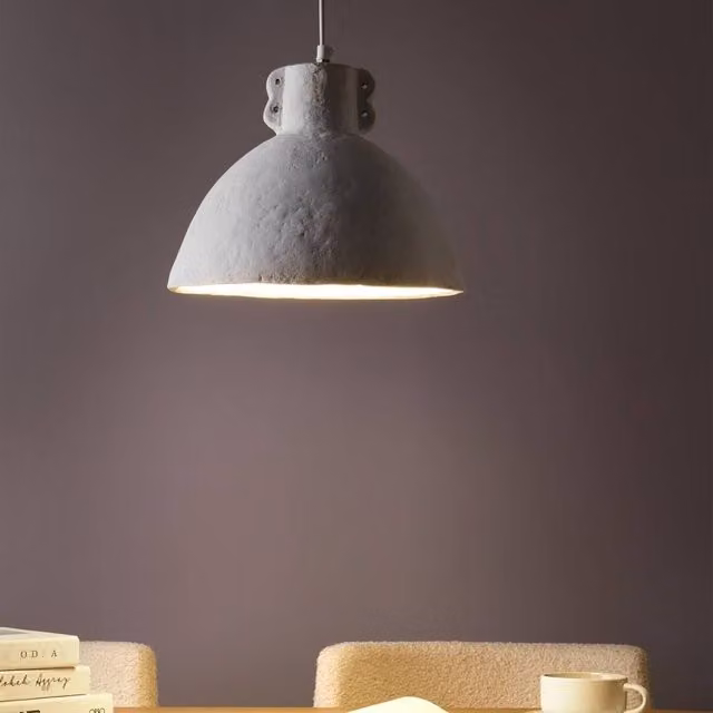 Wyld and Coco White Handmade Papier-Mâché Pendant Lamp with Minimalist Dome Shade