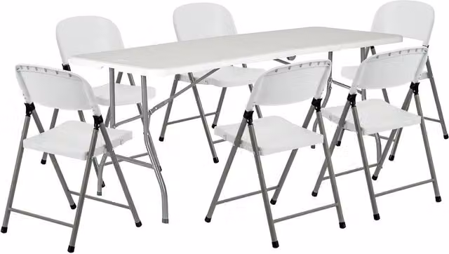 Harbour Housewares Folding Camping Picnic Table and Chair Set, White