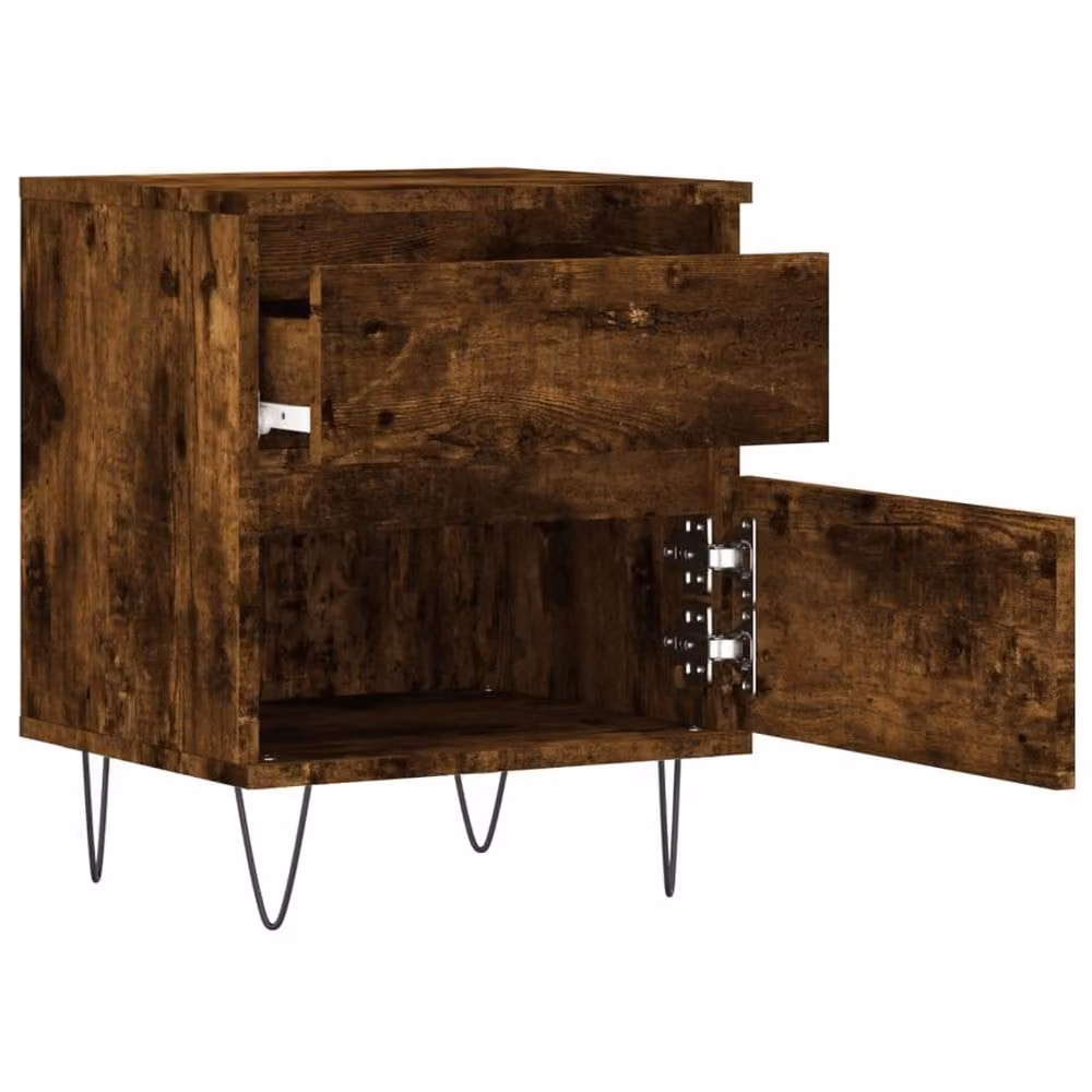 Berkfield Home Set of 2 Smoked Oak Bedside Cabinets in Brown, W/D/H: 40 x 35 x 50 cm – 4