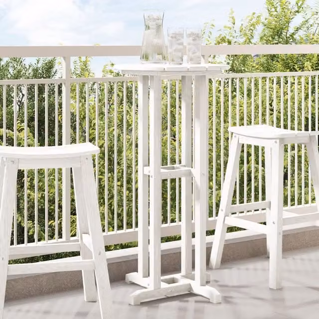 Berkfield Home Bar Table in White, W/D/H: 55 x 55 x 107 cm
