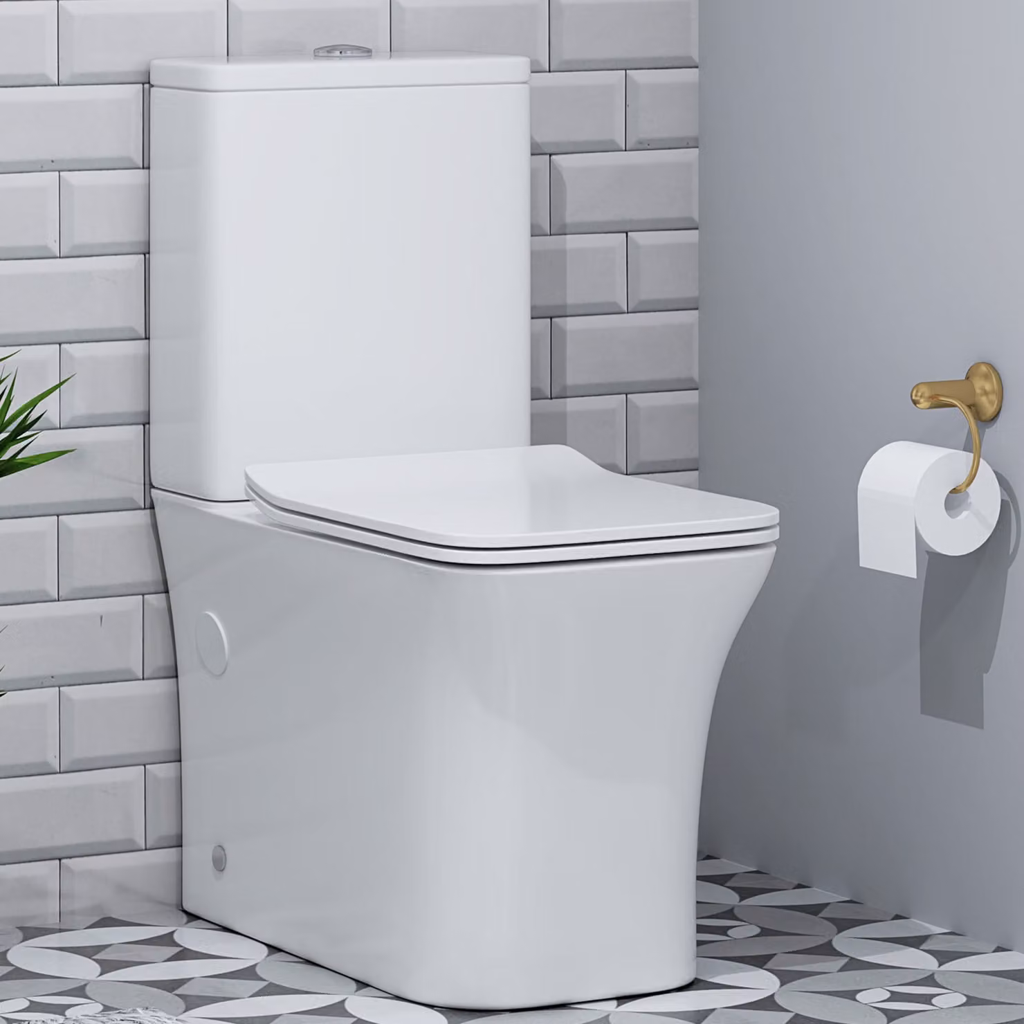 Royal Bathrooms Milan White Ceramic Rimless Close Coupled Toilet with Slim Soft Close Seat and Cistern